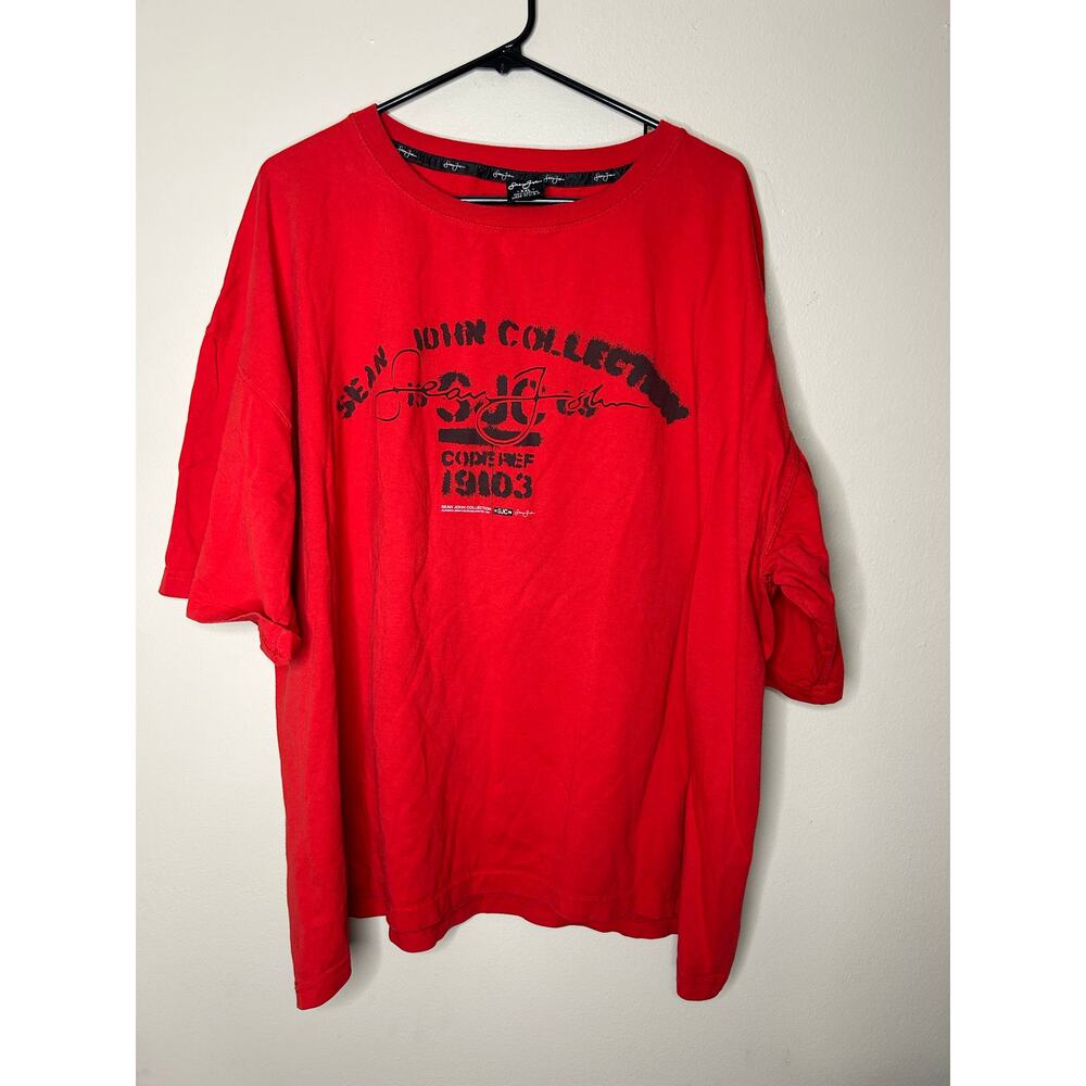 Men’s Xxl 2xl Vtg Sean John Collection Red And Black Graphic Tee Logo T-Shirt